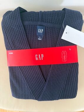 GAP Waffle Knit Robe Navy Blue Size L Cotton Blend
